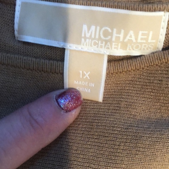 Micheal Kors size 1X tan long cashmere blend sweater,washed laid to dry - Picture 13 of 13